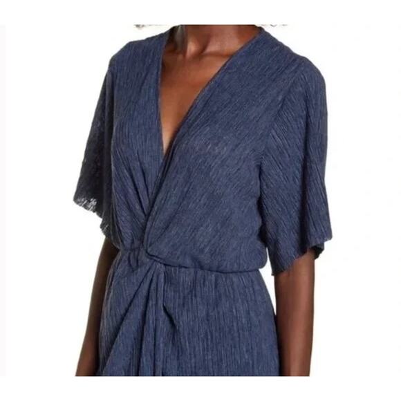 All in Favor Dolman Plisse Midi Dress lightweight XS/Extra Small Navy Peacoat - Picture 4 of 7